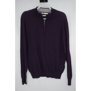 Peter Millar Sweater Mens Medium Purple Italian Merino Wool Quarter Zip Pullover